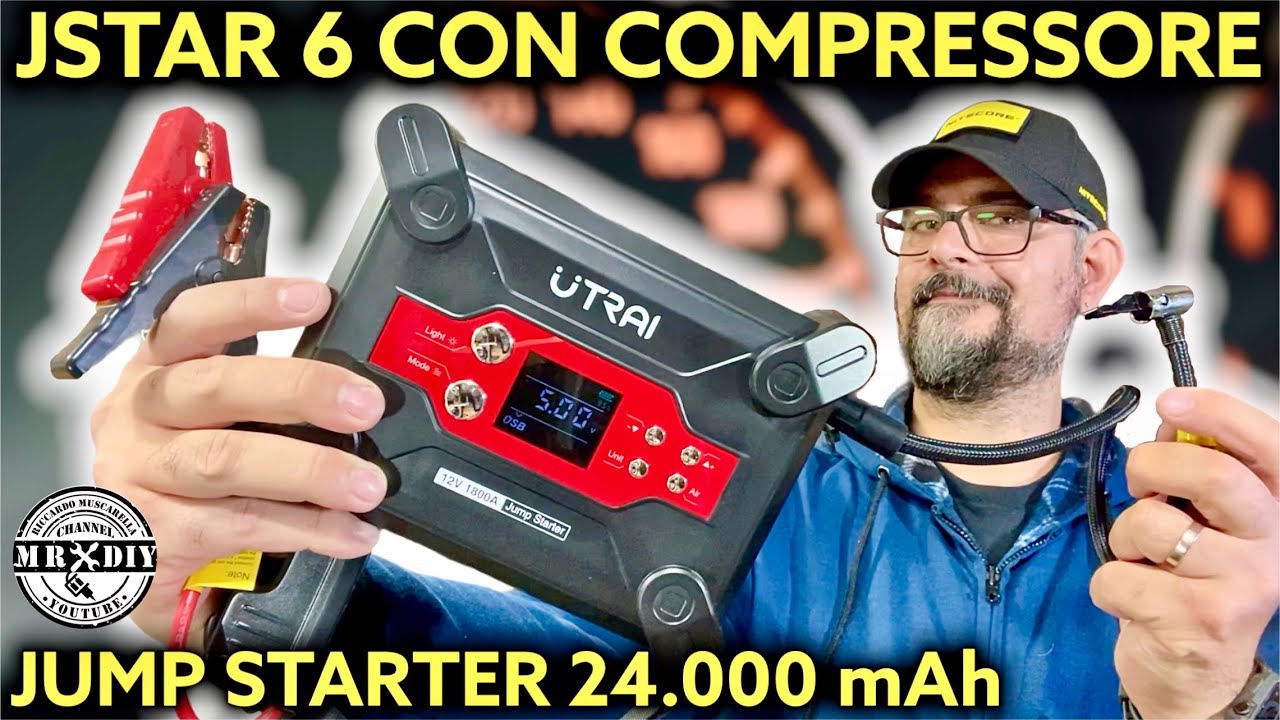 The 24000 mAh JUMP STARTER with rechargeable compressor. UTRAI
