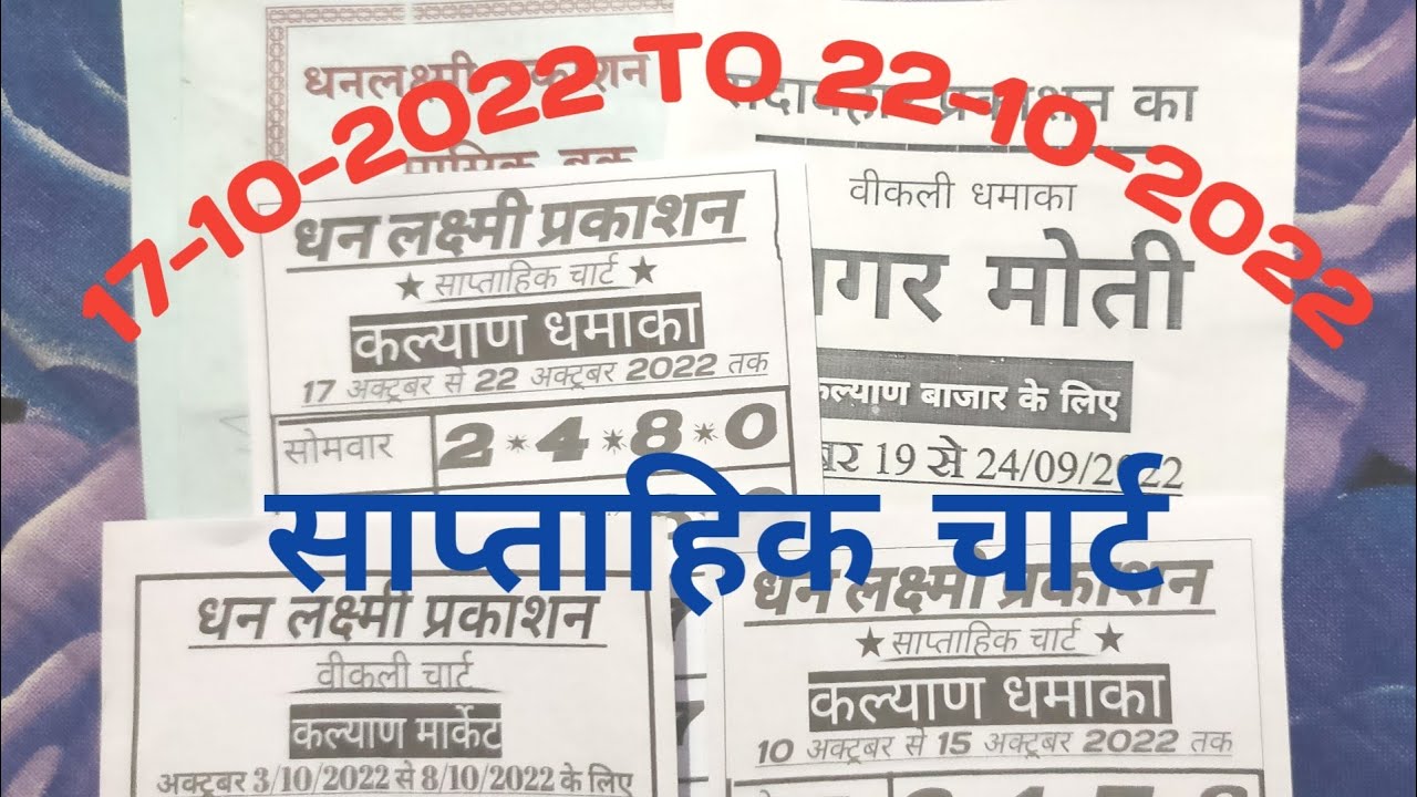 Kalyan Weekly Chart 17/10/2022 to 22/10/2022 kalyan open chart