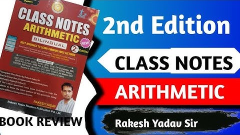 Class Notes Arithmetic 2nd edition Bilangual Book Rakesh Yadav  Review @mathsbyrakeshyadavsir01