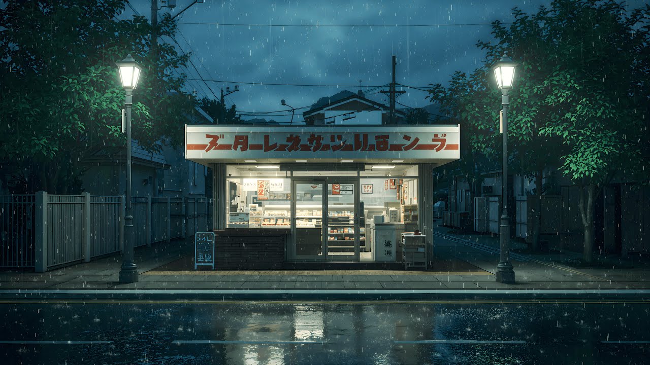Rain Sounds at a Quiet Japanese Convenience Store | Calm Night Vibes