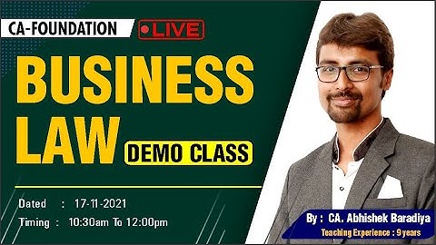 CA-FOUNDATION : Business Law  Demo Class | By : CA. Abhishek Baradiya