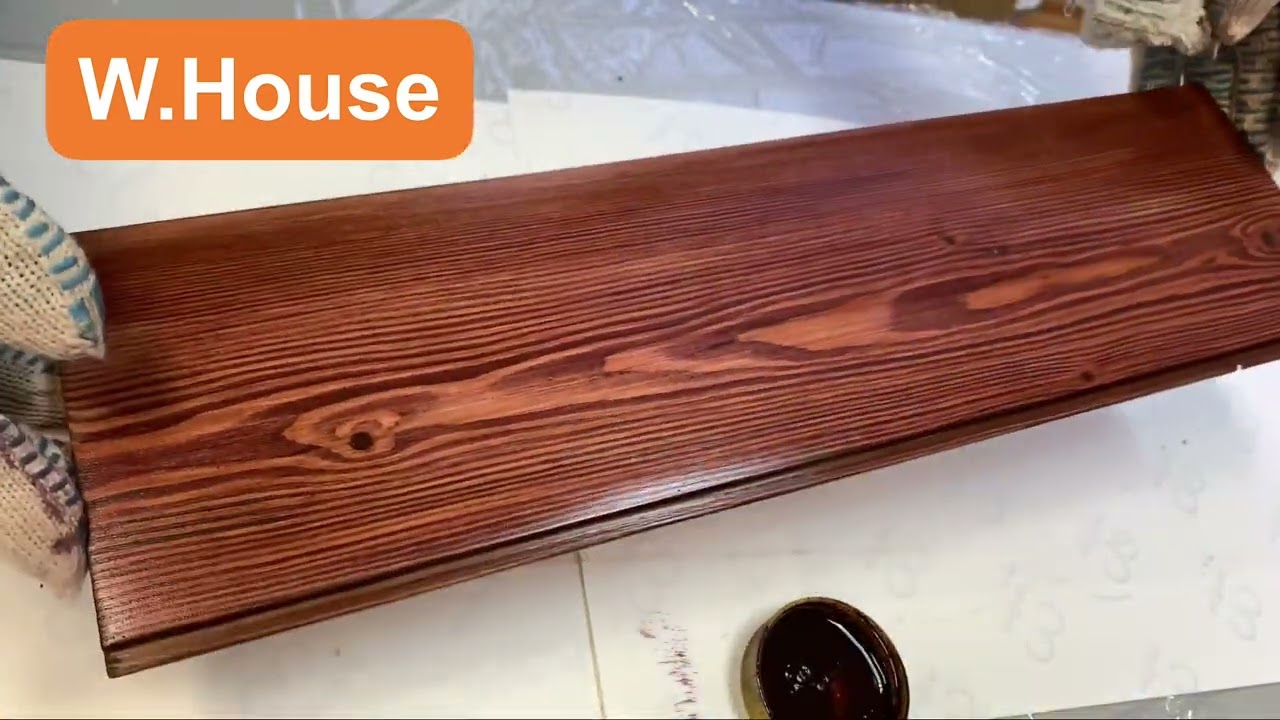 Масло для дерева, махагон. Нанесение тканью и кистью. Разница ощущается, proff-shop.ru