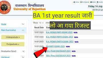 ba 1st year result 2023 ||  Rajasthan University || Uniraj result ba part 1st year 2023