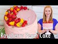 Raspberry Peach Cake Recipe | Perfect for Summer! | with Raspberry Whipped Cream Frosting