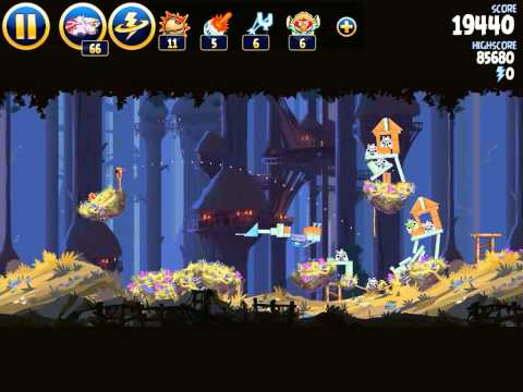 Angry Birds Star Wars Moon Of Endor Level 5-10 One Bird 3 Star Solution- Trick Shot