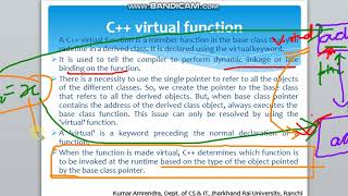 Lecture 18 'A' C++ virtual function, Rules of Virtual Function