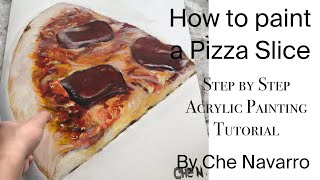 How to paint a pizza slice | Step by Step Acrylic Painting Tutorial | Art