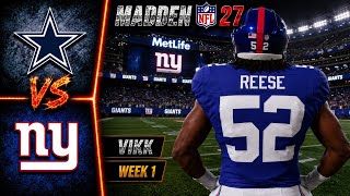 Celebrity Cowboys vs Giants Week 1 Simulation | Caleb Downs Debut | Madden 27 Draft Rosters Wealth