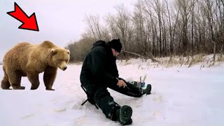 The fisherman did not see the bear approach him! Then a terrible thing happened!