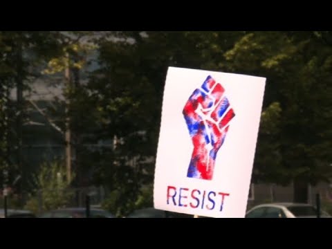 Protesters march against Trump's visit to Helsinki