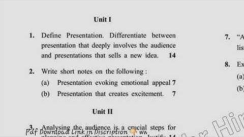 BBA 4th Sem Presentation Skills Question Paper 2019
