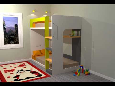 Litera infantil con cama inferior baja y quitamiedos