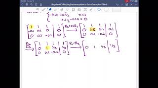 Math 109 — Section 6.2 - Finding the Stationary Matrix - Extra Examples