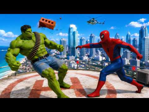 Spider-Man Brick Attack vs Hulk, Iron Man & Venom! 😂💥 | GTA 5 Superhero