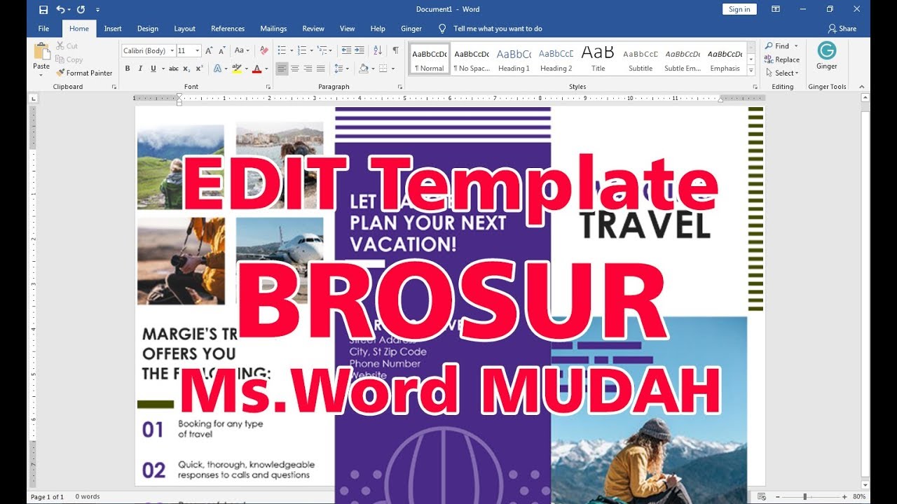 Cara Mudah Edit Tamplate Brosur Di Microsoft Word 2016 Youtube