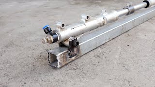 Making a Pneumatic Cylinder using Old Motorcycle Forks  Simple Idea