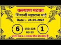 28-05-2026 kalyan matka today chart trick single jodi single opne 