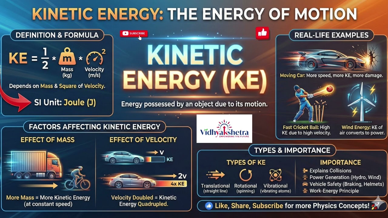 Kinetic Energy in Physics Explained | Class 8–12 | IIT-JEE & NEET Complete Concept