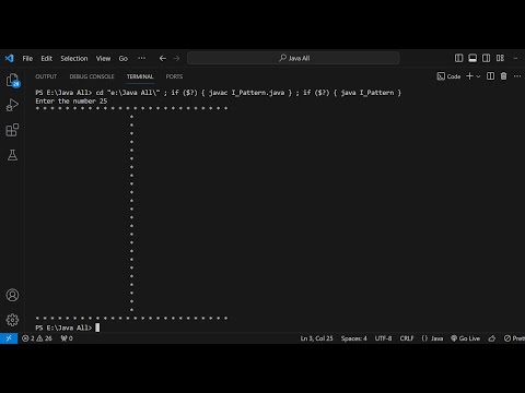 Java Program I Pattern Print User Input For Visual Studio Code (VS Code) #coding