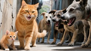 🐱 Brave Little Kitten Rescues Mother Cat from Ferocious Stray Dogs 🐕 Cat Videos | Kucing | Cute Cat