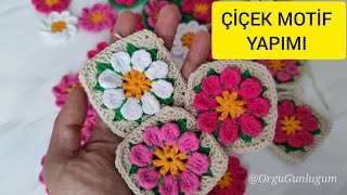 Çiçek Motif Yapımı Crochet Blanket  Motif Örnekleri