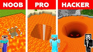 Minecraft LAVA TUNNEL HOUSE BUILD CHALLENGE - NOOB vs PRO vs HACKER vs GOD / Animation