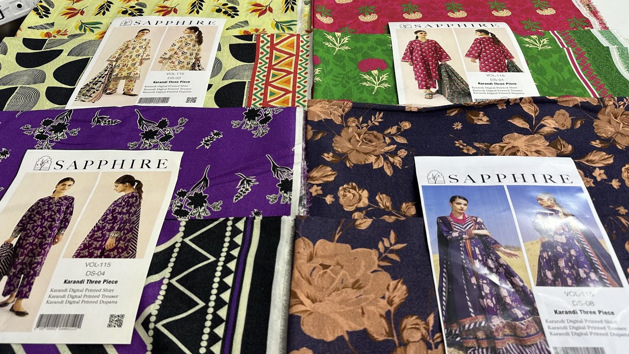 Sephare Colth Sapphire Karandi Three Piece Collection | Faisalabad Wholesale Cloth ...
