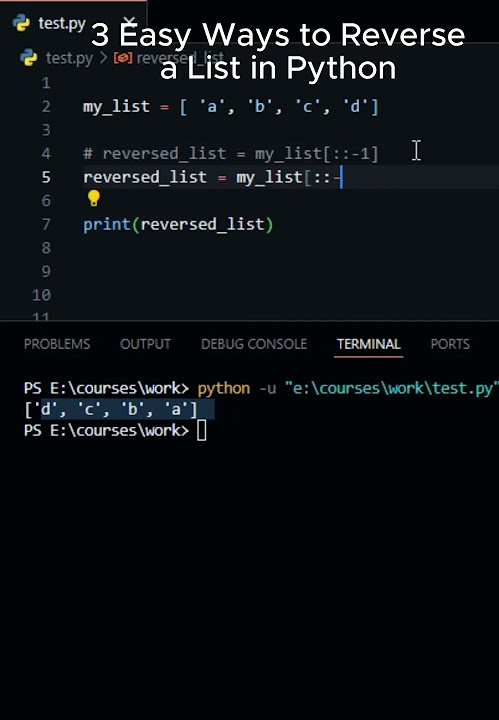 3 Easy Ways to Reverse a List in Python | Python Tips & Tricks - YouTube