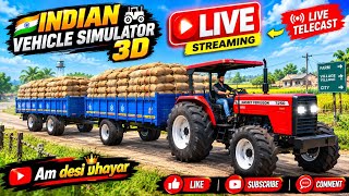 🚜 LIVE Tractor Gameplay 🔥 | 2 Trolley Full of Sacks | Indian Vehicle Simulator 3D | Am desi shayar screenshot 2
