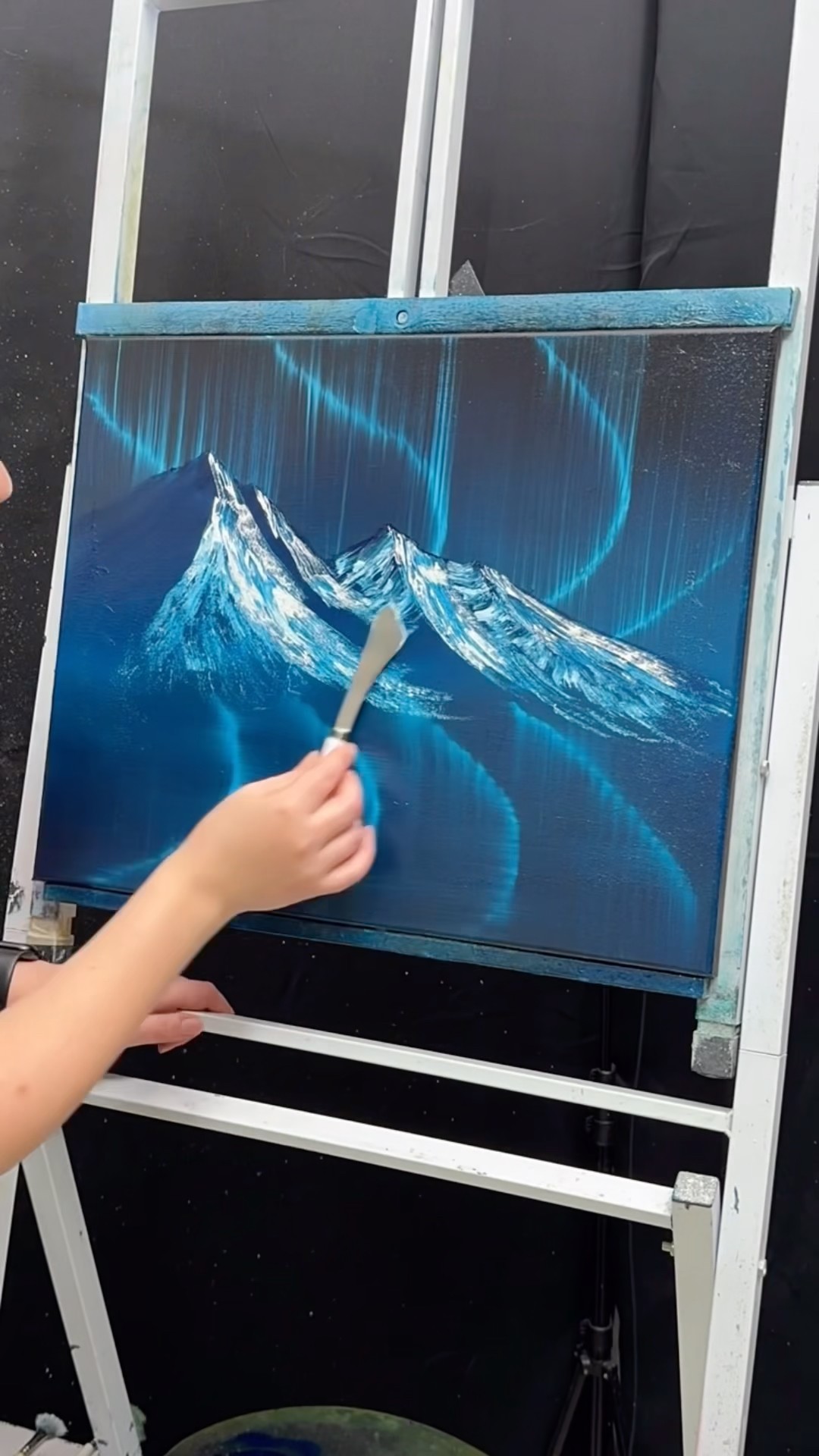 【M6号】good blue(flozen star) painting 油絵 Painting the Chiseled Midnight Aurora (Epic Texture!) - YouTube