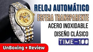 Time100 W60015G 01A Reloj de Pulsera Automatico con Esfera Transparente | UnBoxing Review en Español