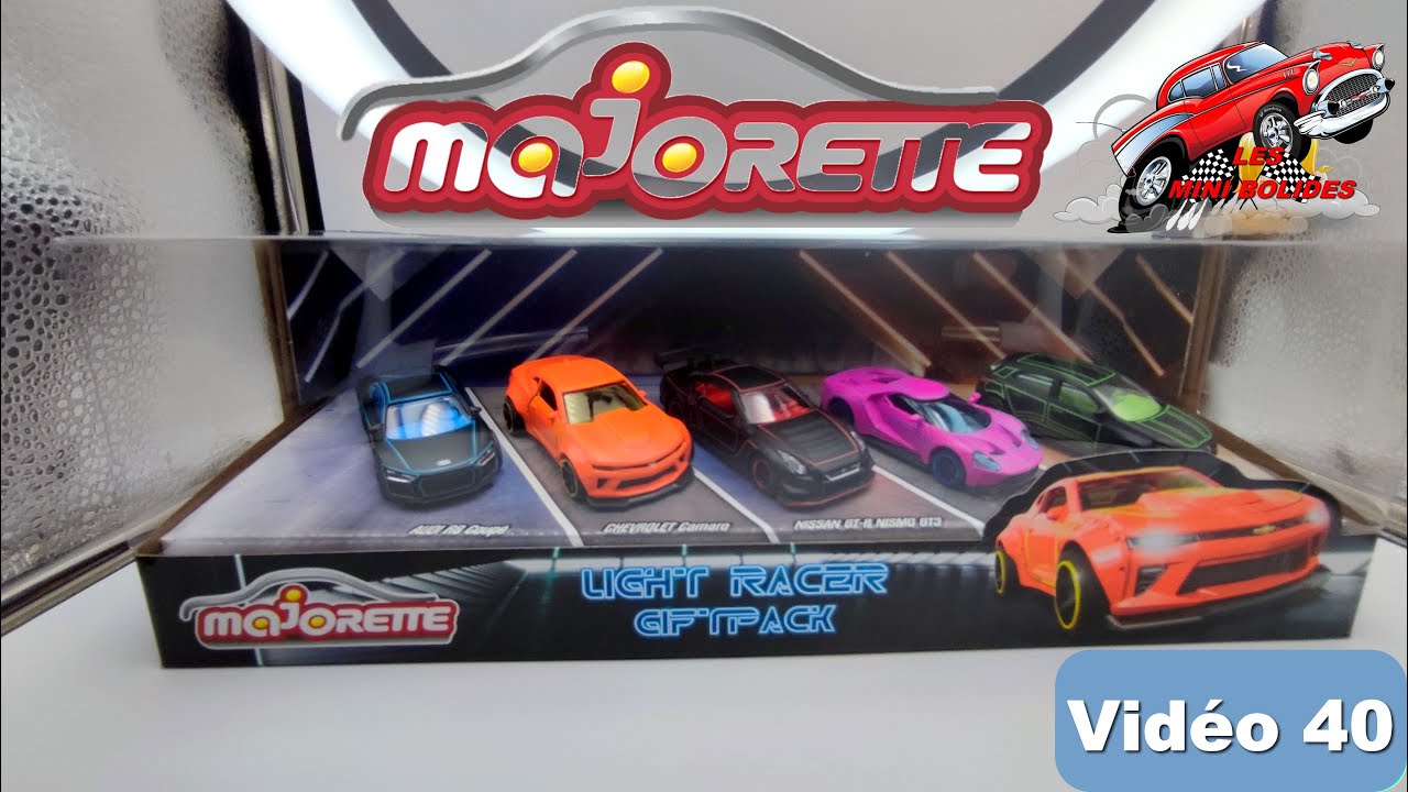 Majorette - SL Light Racer Giftpack - Coffret 5 Véhicules - Voitures  Miniatures en Métal - Couleurs Néon - Echelle 1/64ème - 212053179