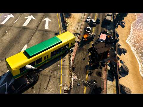 10 Minutes of GTA 5 NPCs Driving Off an Overpass