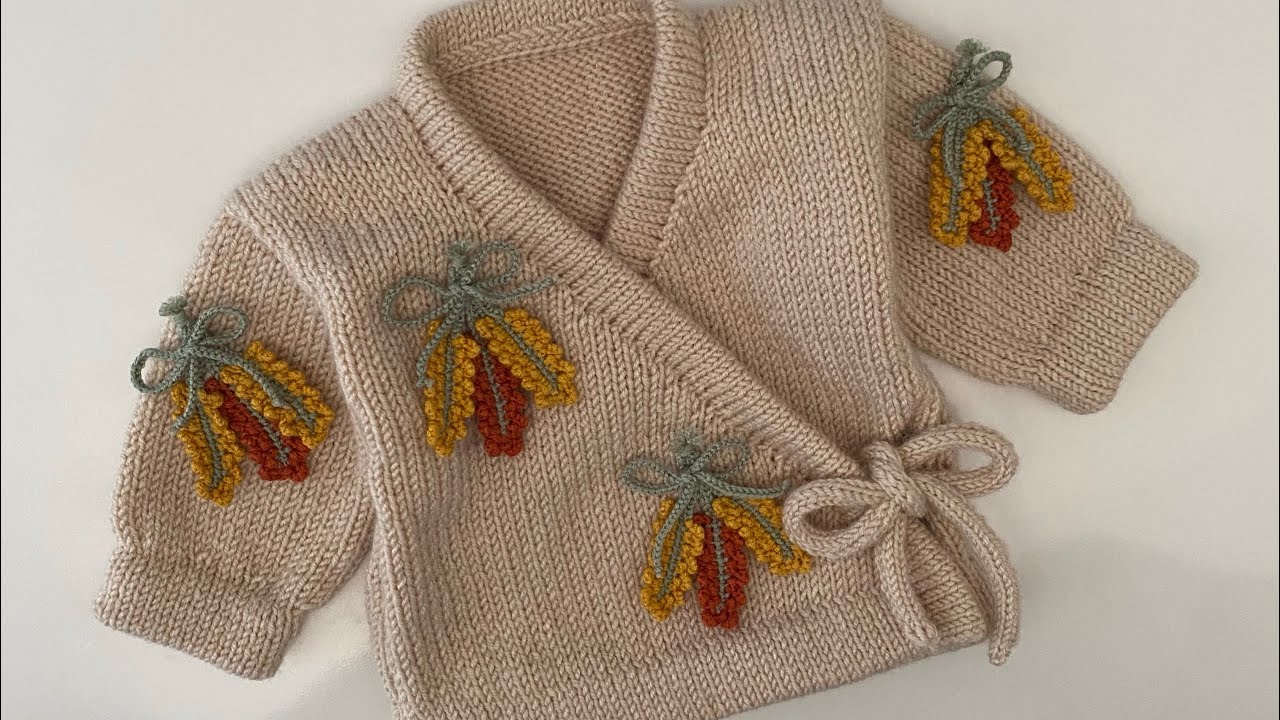 Lavanta çiçeği motifli bağcıklı hırka / 1 yaş