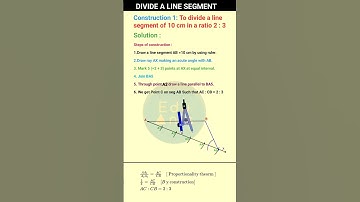 Class 10 Construction  | divide a line segment in a given ratio #shorts