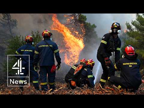 Two firefighting helicopters collide while tackling wildfires near Athens