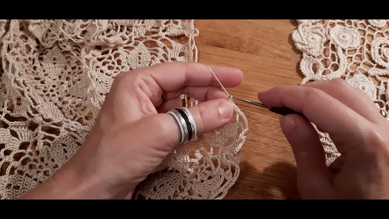 Скатерть из квадратных мотивов. Обвязка  (2 ряд)