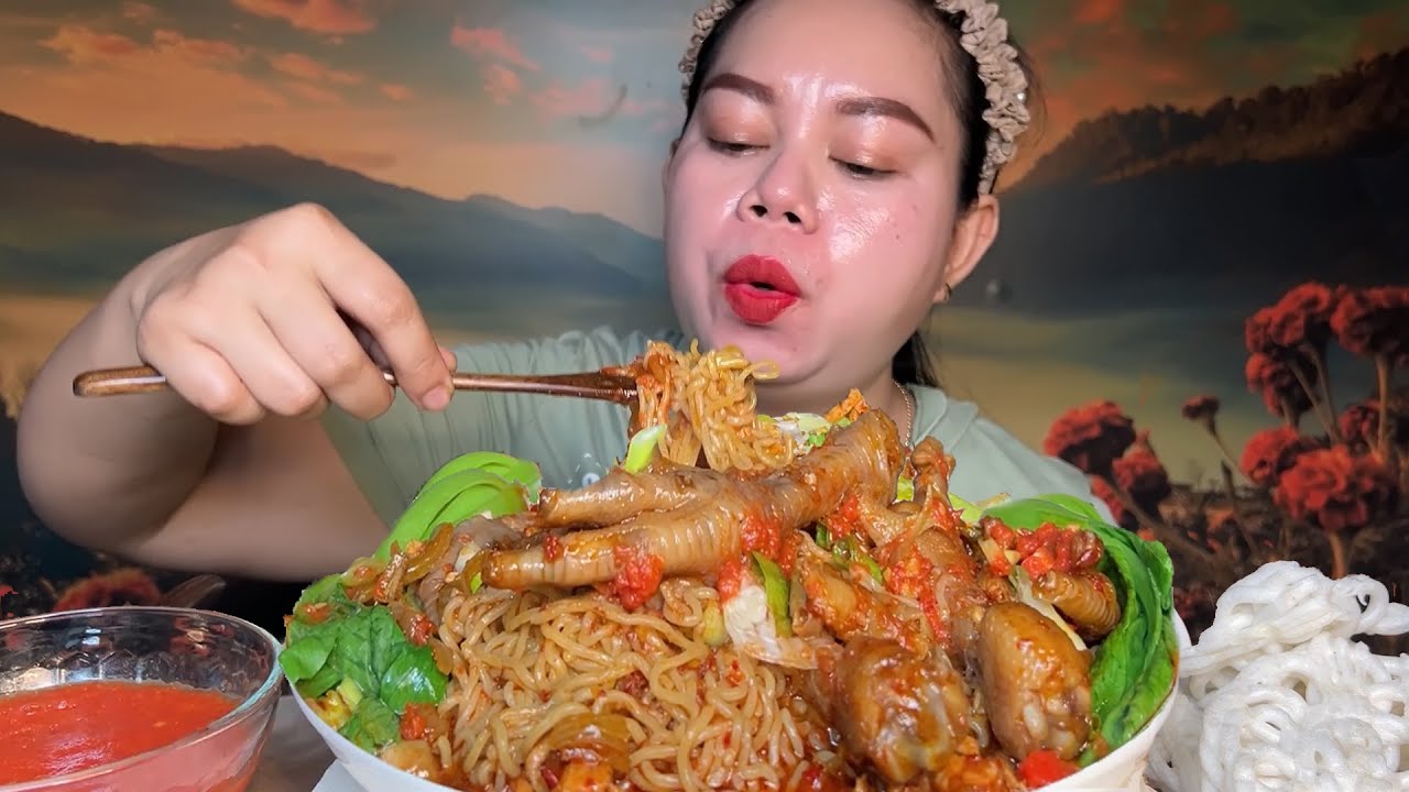Pedas gurih mie ayam ceker kuah pedas mercon MUKBANG