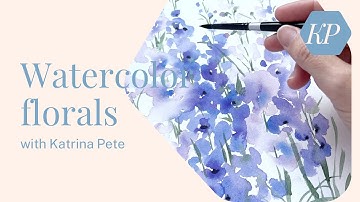 Loose watercolor florals delphiniums