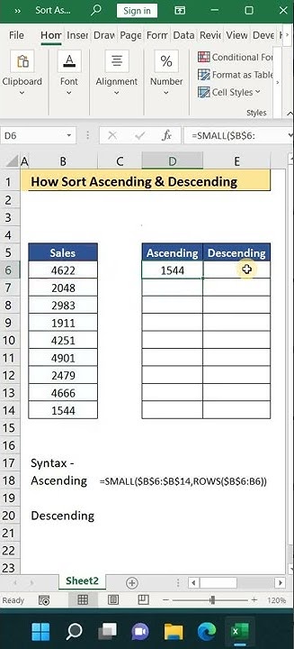 How to Sort a Column in Excel in Ascending or Descending Order || Excel ...