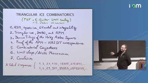 P. Di Francesco: "Triangular Ice Combinatorics"