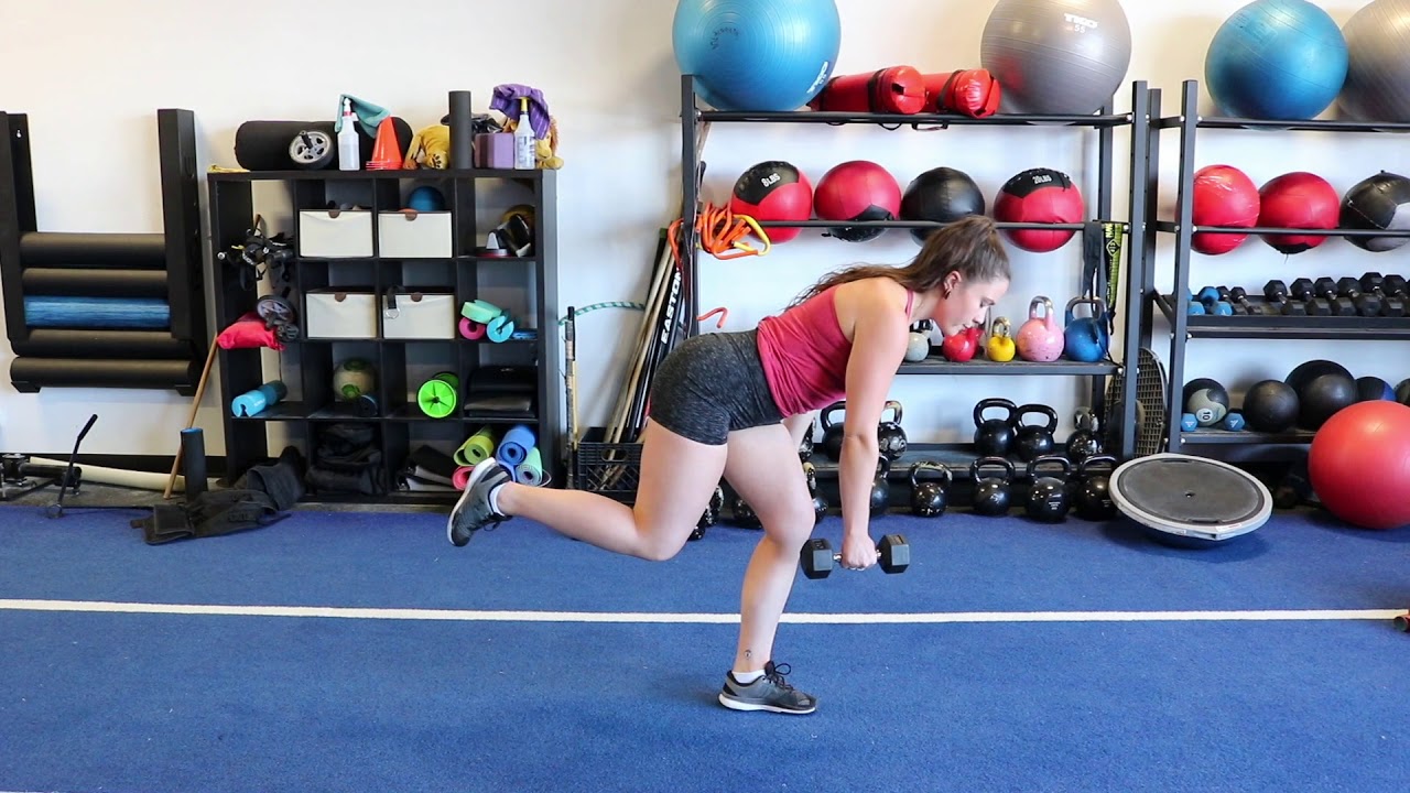 Exercise video: Dumbbell contralateral single-leg Romanian deadlift to ...