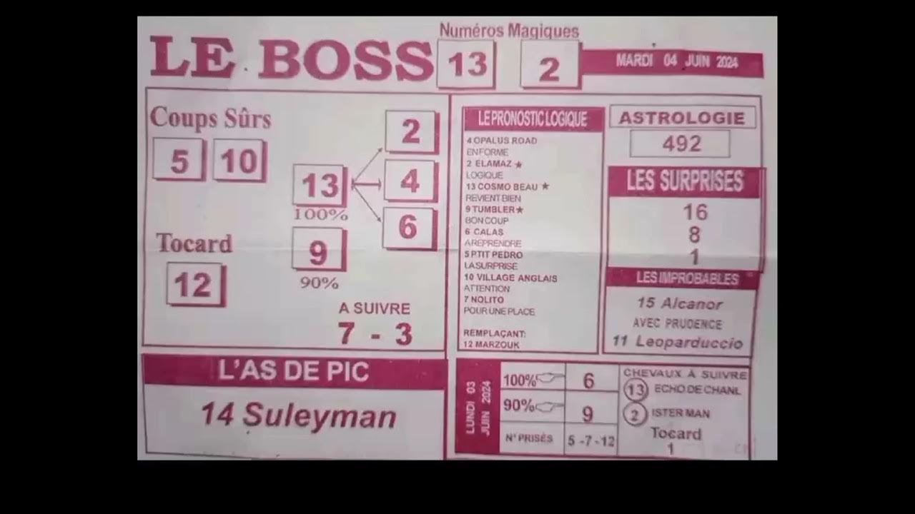 Le boss pmu quinté mardi 04/06/2025 YouTube