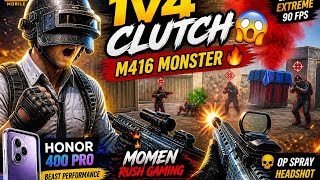 🔥 PUBG Mobile 1v4 Clutch 😱 | M416 Beast Gameplay | Honor 400 Pro Extreme FPS