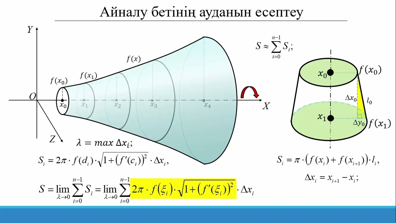 15.3.4 Анықталған интегралды қолдану: айналу бетінің ауданы.