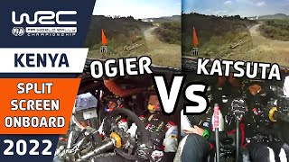 EPIC RALLY BATTLE!  Split Screen Rally Onboard : Ogier Vs Katsuta at WRC Safari Rally Kenya 2022