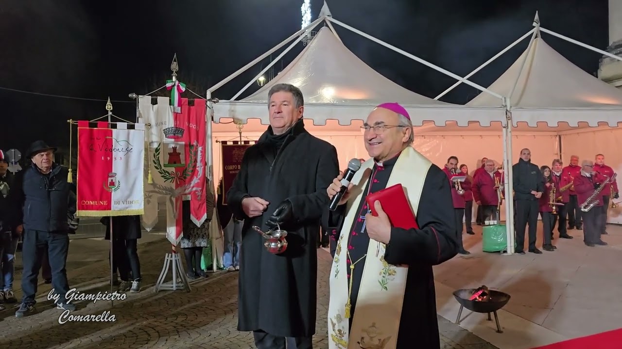 Benedizione del fuoco e partenza tedofori accensione 40 Panevin Quartier del Piave e Vallata - 2025