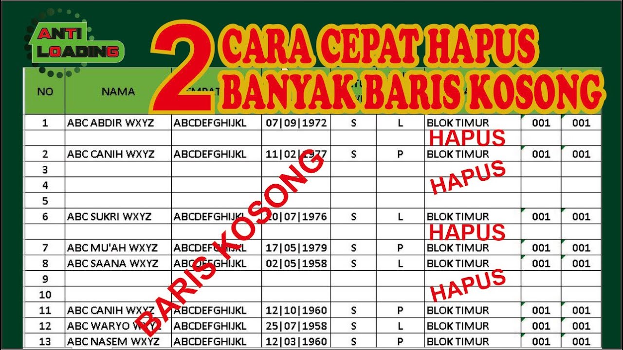 Cara Efektif Menghapus Baris Tidak Perlu di Microsoft Excel Cara Efektif Menghapus Baris Tidak Perlu di Microsoft Excel