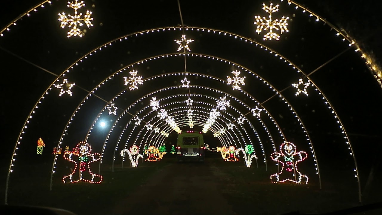 Livingston TX Christmas lights tunnel in park YouTube