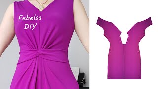 V105 How to make faux waistband, faux twist (Twist Dress version 3)